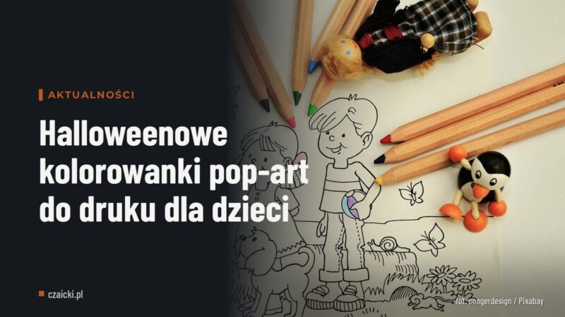 Halloweenowe kolorowanki pop-art do druku dla dzieci
