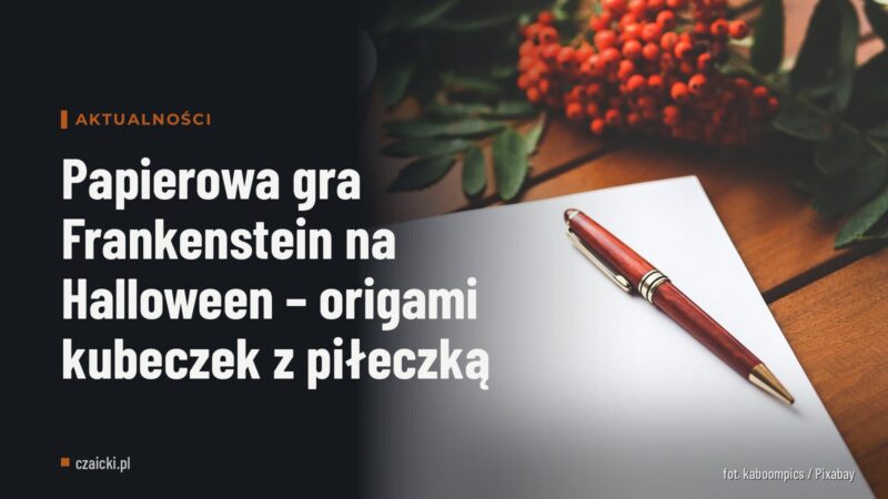 Papierowa gra Frankenstein na Halloween – origami kubeczek z piłeczką